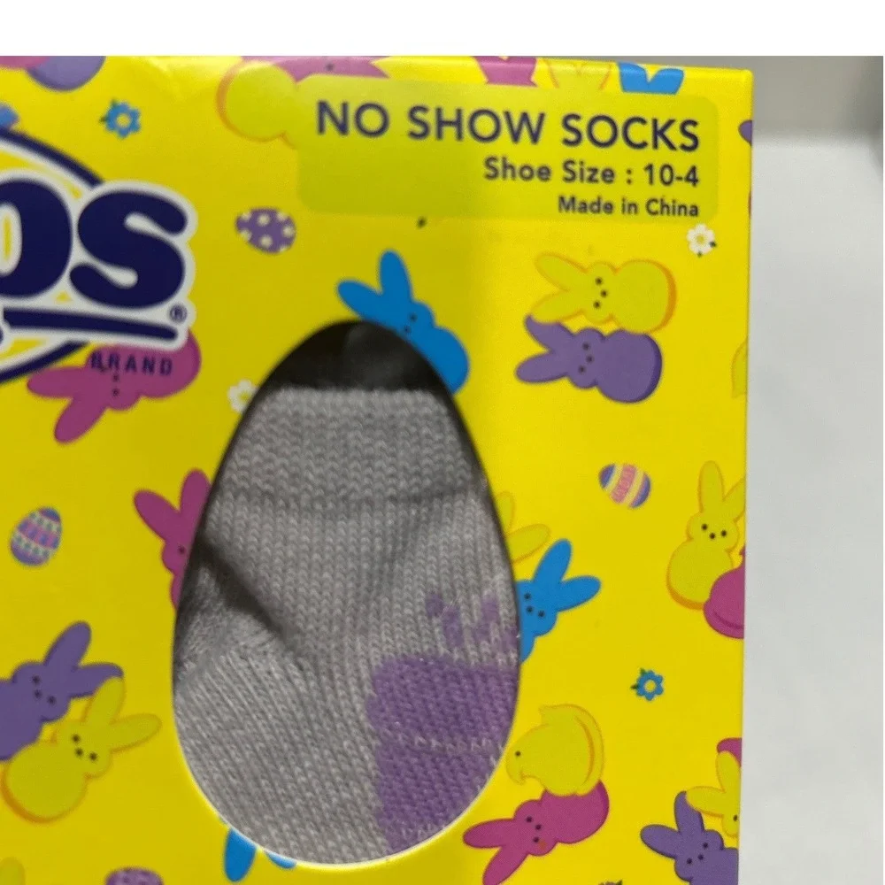 Peeps No Show Socks Kids Size 10-4 Multicolor Easter Bunny 6 Pair Pack Pastel